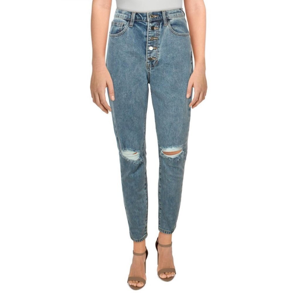 NEW We Wore What Danielle Distressed High Rise Straight Leg Jeans Size 27